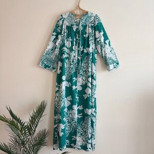 Vintage Smart Time Floral Maxi Lounge House Dress Caftan Muumuu Large